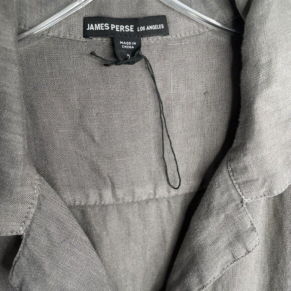 JAMES PERSE Linen Jumpsuit Sz 2 Medium NWOT Gray Short Sleeve Wide Leg Relaxed - Picture 6 of 7